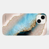 Elegante Roze Gouden Glitter Turquoise Marmer Case-Mate iPhone Case (Achterkant (horizontaal))
