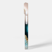Elegante Roze Gouden Glitter Turquoise Marmer Case-Mate iPhone Case (Achterkant / Links)