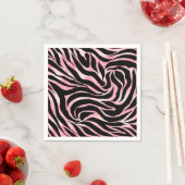 Elegante Roze Gouden Glitter Zebra Zwarte Dierenpr Servet (Insitu)