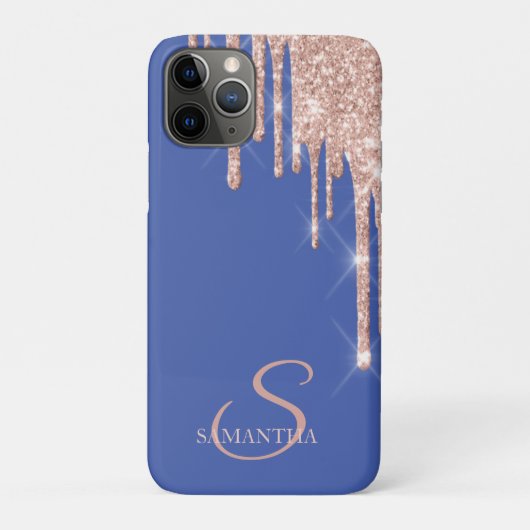 Elegante Roze Gouden Glitterdruppels Paars Case-Mate iPhone Case (Achterkant)