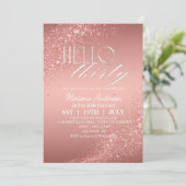 Elegante Roze Gouden Glitters 30e Verjaardagsuitno Kaart (Staand voorkant)