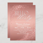 Elegante Roze Gouden Glitters 30e Verjaardagsuitno Kaart (Voorkant / Achterkant)