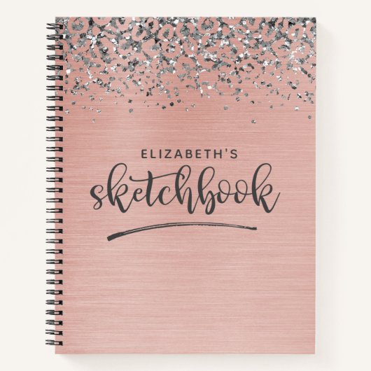 Elegante roze gouden glitterschetsboek voor kunste notitieboek (Voorkant)