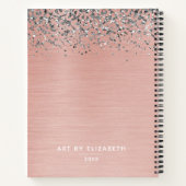 Elegante roze gouden glitterschetsboek voor kunste notitieboek (Achterkant)