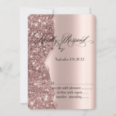 Elegante roze gouden glitterscript RSVP   Kaart (Voorkant)