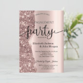 Elegante roze gouden glitterscript verlovings- kaart (Staand voorkant)