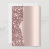 Elegante roze gouden glitterscript verlovings- kaart (Achterkant)