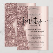 Elegante roze gouden glitterscript verlovings- kaart (Voorkant / Achterkant)