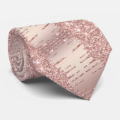 Elegante roze gouden halsband met roze glitters stropdas (Opgerold)