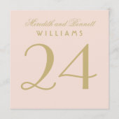 Elegante Roze Gouden Huwelijk Tafel Nummerkaart Kaart (Voorkant)