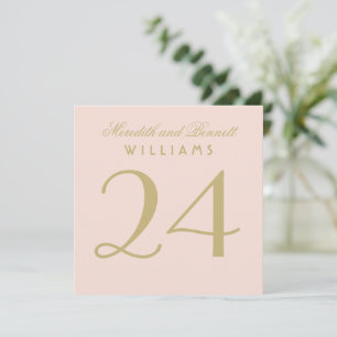 Elegante Roze Gouden Huwelijk Tafel Nummerkaart Kaart
