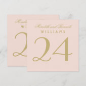 Elegante Roze Gouden Huwelijk Tafel Nummerkaart Kaart (Voorkant / Achterkant)