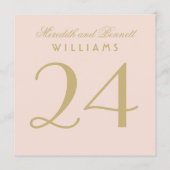 Elegante Roze Gouden Huwelijk Tafel Nummerkaart Kaart (Achterkant)