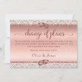 Elegante Roze Gouden Huwelijksplanwijziging Aankondiging (Voorkant)