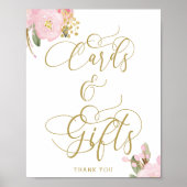 Elegante Roze Gouden Kaarten en Cadeaus Bord Poster (Voorkant)