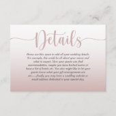 Elegante Roze Gouden & Kalligrafie Huwelijksdetail Informatiekaartje (Voorkant)