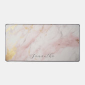 Elegante Roze Gouden Kalligrafie Naam Bureaumat (Voorkant)