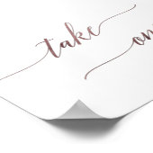 Elegante roze gouden kalligrafie 'neem één' gunste poster (Hoek)