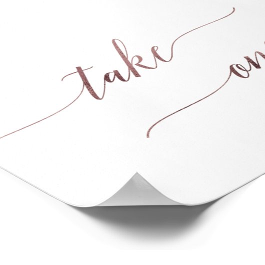 Elegante roze gouden kalligrafie 'neem één' gunste poster (Hoek)