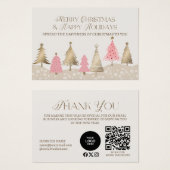 Elegante roze gouden kerst bedrijf dank u visitekaartje (Voorkant /achterkant)