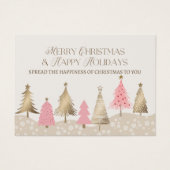 Elegante roze gouden kerst bedrijf dank u visitekaartje (Voorkant)