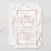 Elegante Roze Gouden Kippen Weekend Bachelorette F Kaart (Voorkant)