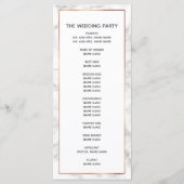 Elegante roze gouden koperen marmeren palmboom tro programmakaart (Achterkant)