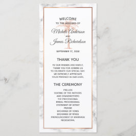 Elegante roze gouden koperen marmeren palmboom tro programmakaart