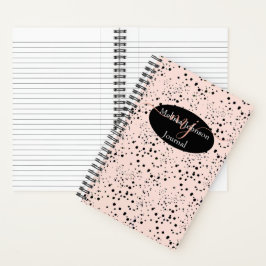 Elegante roze gouden lettering op zwart journaal notitieboek