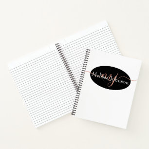 Elegante roze gouden lettering op zwart    notitieboek