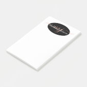 Elegante roze gouden letters op zwart post-it® notes (Schuin)