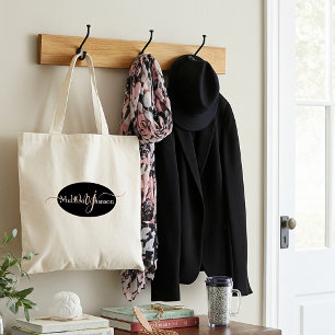 Elegante roze gouden letters op zwart    tote bag