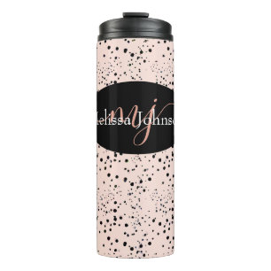 Elegante roze gouden letters op zwarte thermische  thermosbeker