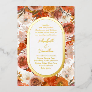 Elegante Roze Gouden Lijst Bloemrijke Overvloedige Folie Uitnodiging