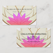 Elegante Roze & Gouden Lotus Flower Logo Yoga Visitekaartje (Voorkant / Achterkant)