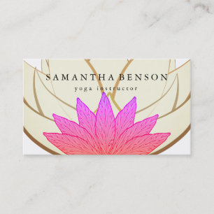 Elegante Roze & Gouden Lotus Flower Logo Yoga Visitekaartje