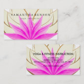Elegante Roze & Gouden Lotus Flower Logo Yoga Visitekaartje (Voorkant / Achterkant)