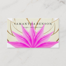 Elegante Roze & Gouden Lotus Flower Logo Yoga Visitekaartje