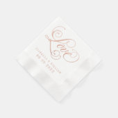Elegante Roze Gouden Love Calligraphy Bruiloft Servetten (Hoek)