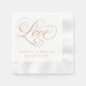 Elegante Roze Gouden Love Calligraphy Bruiloft Servetten (Voorkant)