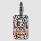 Elegante Roze Gouden Luipaardprint Persoonlijk Bagagelabel (Voorkant (verticaal))