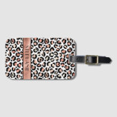Elegante Roze Gouden Luipaardprint Persoonlijk Bagagelabel (Voorkant (horizontaal))
