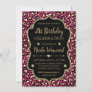Elegante Roze Gouden Luipaardprint Verjaardag Kaart