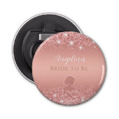 Elegante Roze Gouden Luxe Glans Bruidsdouche Button Flesopener (Voorkant)