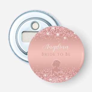 Elegante Roze Gouden Luxe Glans Bruidsdouche Button Flesopener