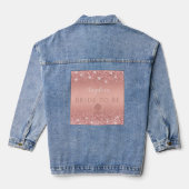 Elegante Roze Gouden Luxe Glans Bruidsdouche Denim Jacket (Achterkant)