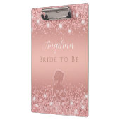 Elegante Roze Gouden Luxe Glans Bruidsdouche Klembord (Links)