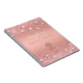 Elegante Roze Gouden Luxe Glans Bruidsdouche Notitieboek (Rechterzijde)