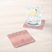 Elegante Roze Gouden Luxe Glans Bruidsmeisjesfeest Kartonnen Onderzetters (Insitu)