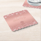 Elegante Roze Gouden Luxe Glans Bruidsmeisjesfeest Kartonnen Onderzetters (Gebogen)